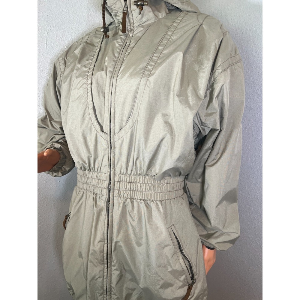 Vintage‎ Obermeyer Ski Jacket Womens 8 Taupe Hooded Cinch Waist 80s 90s Alpine